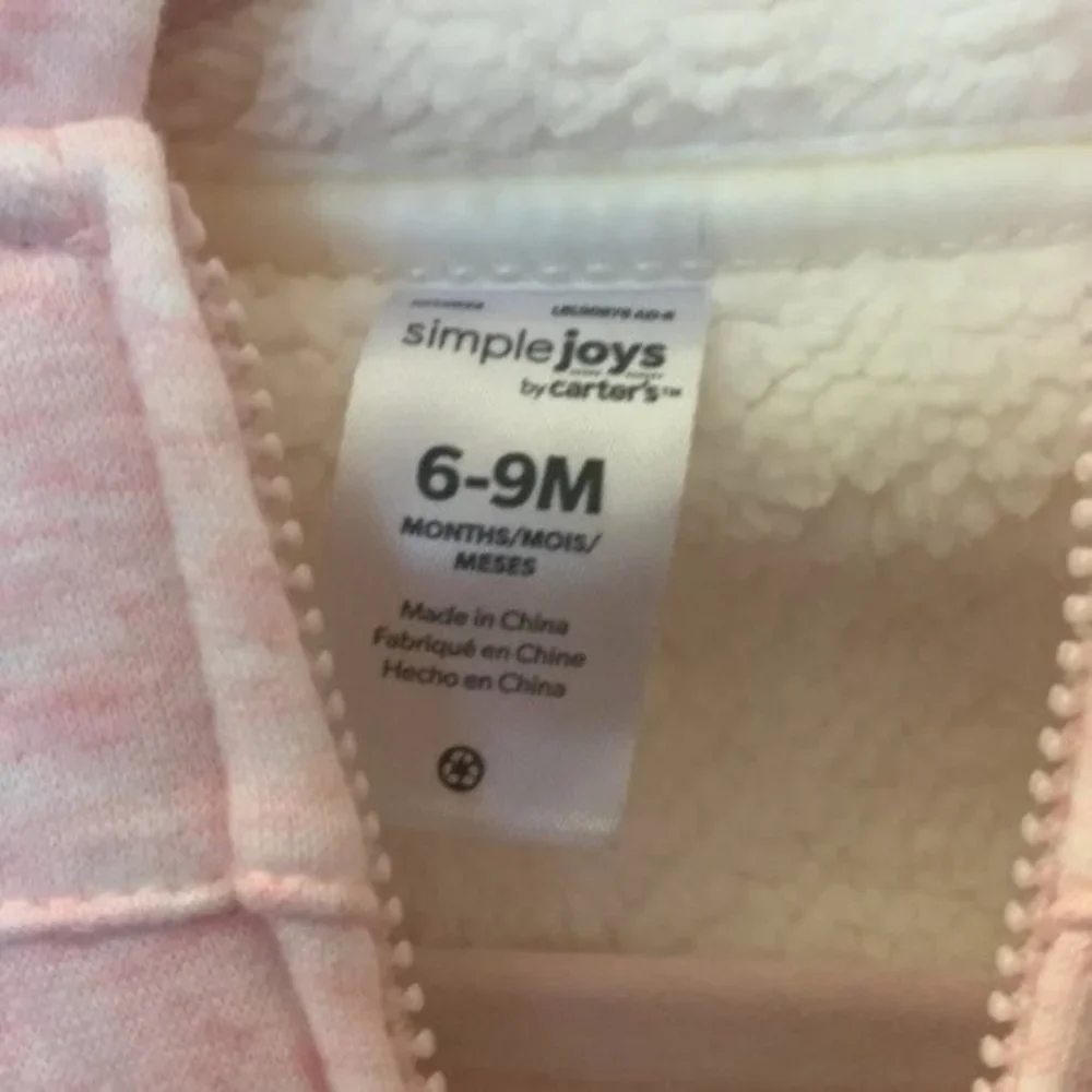 Carter’s pink hooded sweater jacket for baby size 6-9 months